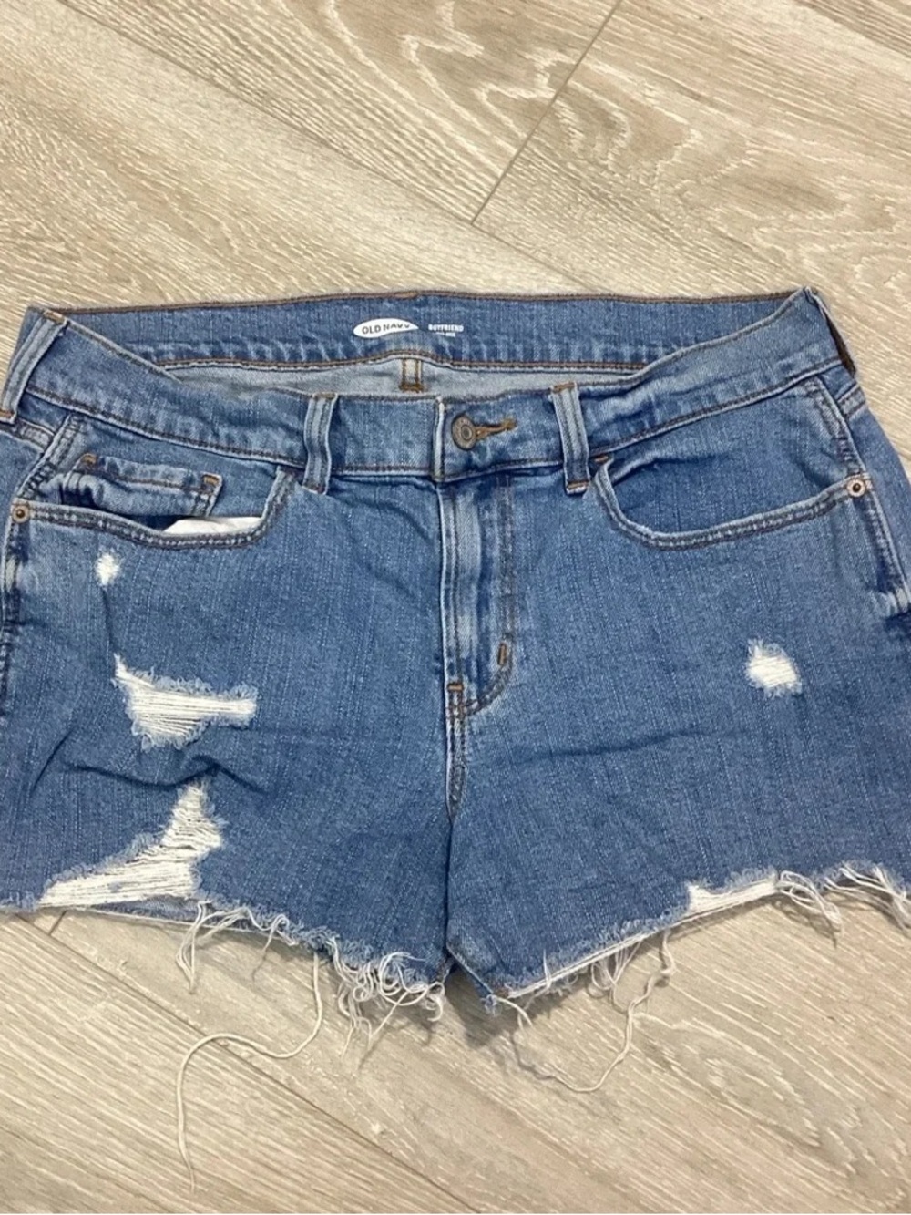 Old Navy Medium Blue Ripped Denim Cutoff Shorts
